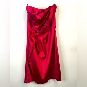 WHBM red satin strapless cocktail dress size 2